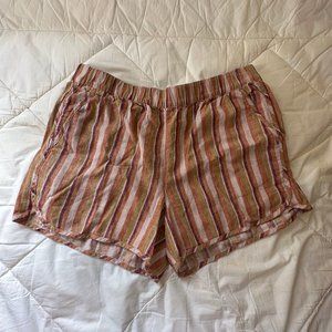 Madewell Linen-Cotton Pull-On Shorts in Rainbow Stripe